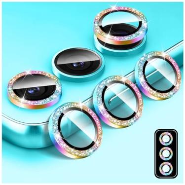 Imagem de Kucheed Protetor de lente de câmera Bling para Samsung Galaxy A26/A36/A56, protetor de tela de vidro temperado, brilho automático, anéis de metal individuais, adesivos de filme