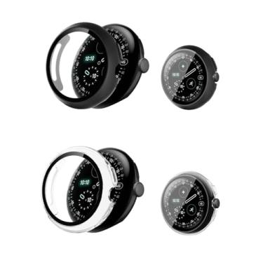 Imagem de NOUKAJU Pacote com 2 capas para Google Pixel Watch 4 de 41 mm, smartwatch com capa protetora, película de vidro temperado 9H integrada, fácil de instalar, protetor de tela para Google Pixel Watch 4