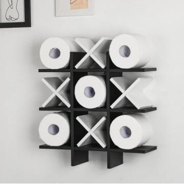 Imagem de Suporte para papel higiênico Weysat 40x40 cm Tic Tac Toe Wood