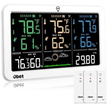 Imagem de Estação meteorológica OBET, termômetro sem fio, 3 sensores, 150m
