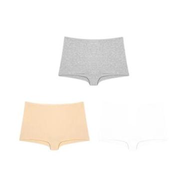 Imagem de Boxer Feminino Sem Costura - Kit 3 Peças em Algodão, BR-G2, Conjunto 1