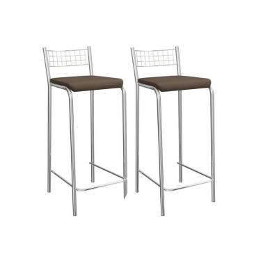 Imagem de Kit 2 Banquetas Sala Jantar Gênova 2b705cr Aço 2 Un Cromado-suede Cappuccino - Kappesberg