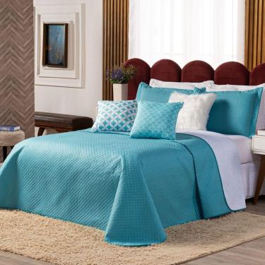 Imagem de Kit Cobre Leito Miami Tiffany/branco Dupla Face King 06 Peças