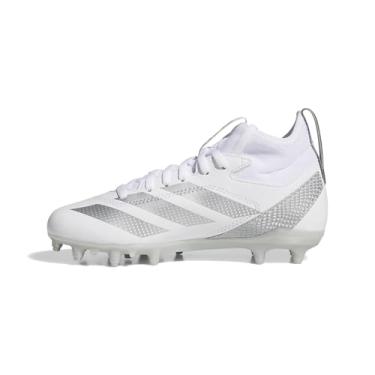 Imagem de adidas Tênis de futebol unissex infantil Adizero Impact.2 Spark, Branco/Prata Metálico/Branco, 4 Big Kid