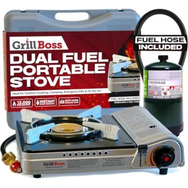 Imagem de Grill Boss - Fogão Portátil de Combustível Duplo, Butano e Propano, 12K BTU, Ideal para Acampamento, Caminhadas e Emergências
