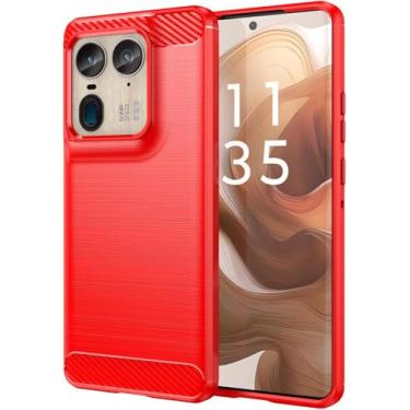 Imagem de Capa Para Motorola Edge 50 Ultra 5G e X50 Ultra (Tela 6.7) Carbon Fiber Leve Fina Maleável (Vermelho)
