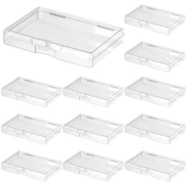 Imagem de Pacote com 12 caixas de baralho de plástico transparente, estojo de pôquer transparente com fecho de pressão, armazenamento para cartões comerciais, cartões de visita, joias, miçangas