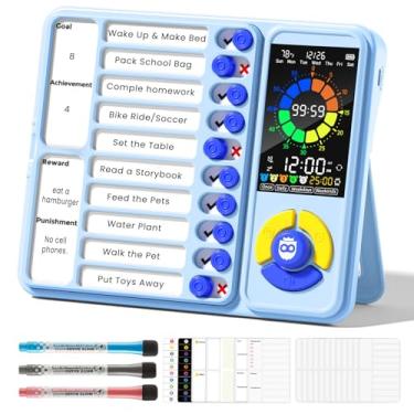 Imagem de Mooking Temporizador visual 5 em 1, ferramenta de TDAH para crianças|adultos, agenda visual para crianças com autismo, temporizador de tarefas 12/24 e quadro de tarefas, ferramentas para TDAH com