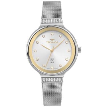 Imagem de Relógio Technos Feminino Ref: Gl32Ba/1K Safira Mesh Prateado