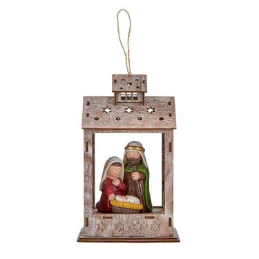 Imagem de Autom Conjunto de presépio/estatuetas de Natal - Presépio com iluminação LED, 20 cm, lanterna