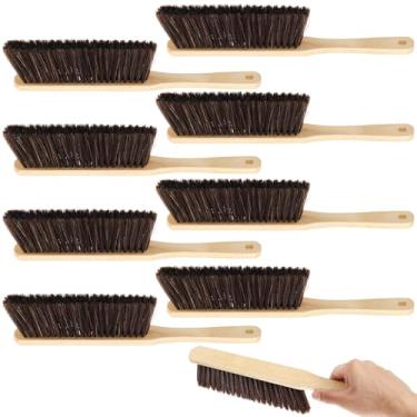 Imagem de Falzqq 8 peças de escova de pó de madeira, escova de vassoura manual com cabo de madeira longo e cerdas macias, vassoura de mão para limpar camas, sofás, móveis, roupas, carros, lareiras, fendas