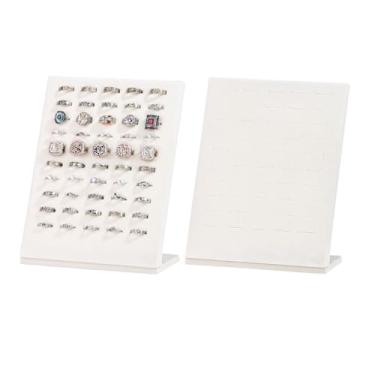 Imagem de NobleKey Suporte de anel com 50 compartimentos, placa de exibição de anel de veludo para venda, anel em forma de L, anel de exibição de brinco, almofada de joias, bandeja de armazenamento para casa ou