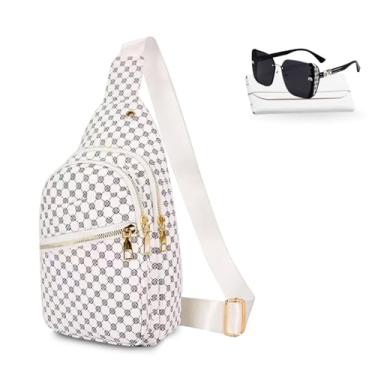 Imagem de Conjunto de mochilas, bolsas transversais para mulheres, pochetes sobre o ombro com óculos de sol, 04 - Branco