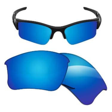 Imagem de Biyxpiv Lentes de substituição de 1,5 mm compatíveis com óculos de sol Oakley Flak Jacket XLJ OO9009, antiarranhões e resistentes a impactos, Azul gelo espelhado
