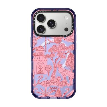 Imagem de CASETiFY Capa Impact para iPhone 17 Pro [fina/compatível com Magsafe/2,5 m. Proteção contra quedas de grau militar 4X] - Cheetah Paradise Pink - Azul suave
