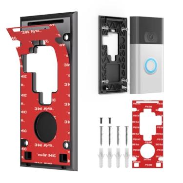 Imagem de Suporte de campainha adesivo sem perfuração compatível com campainha de vídeo Ring (2ª geração - versão 2020), acessórios de suporte de montagem de porta para apartamentos escritórios (1 pacote)