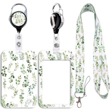 Imagem de Cordão com porta-crachá de identificação, clipe retrátil de eucalipto, cordão de eucalipto, para crachás de identificação, chaveiro para mulheres, meninas, escola, professores, enfermeiras, trabalho