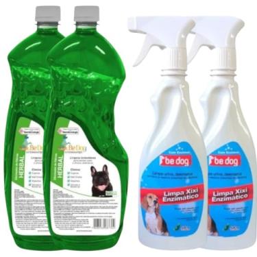 Imagem de Kit 2 Limpa Xixi Enzimático Cachorro 500ml + 2 Desinfetantes 2L - Herbal - Be Dog