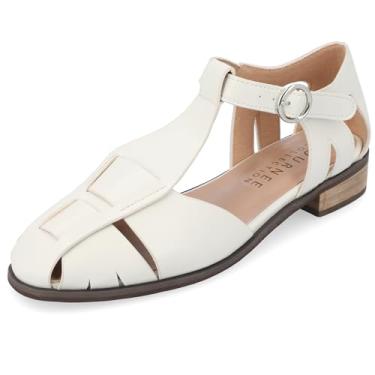 Imagem de Journee Collection Womens Azzaria Stacked Heels with Squared Toe and Buckle Detail, Bone, 8.5