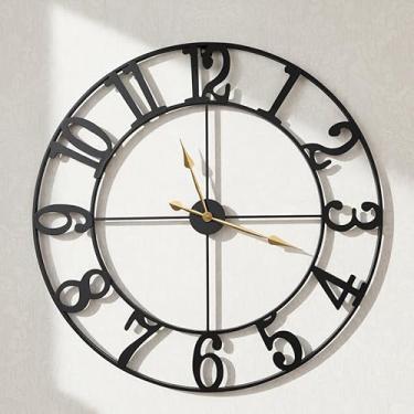 Imagem de Zabiki Relógio de parede grande de 101 cm, moderno, grande número, arábico, vintage, decoração de casa de fazenda, relógio de parede de metal preto para decoração de sala de estar, Natal, presente de