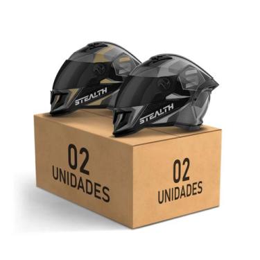 Imagem de Kit 2 Capacete Fechado Stealth Concept Brilhante Viseira Fumê Pro Tork