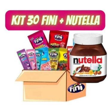 Imagem de Kit 30 Guloseimas Fini + Nutella Sabores Variados Kit Bala de Gelatina