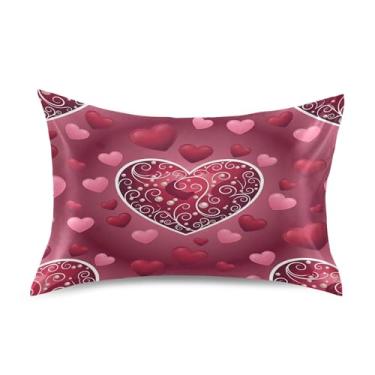 Imagem de SEHANY Capas de almofada de seda para cabelo e pele para o Dia dos Namorados, capas de almofada de cetim respiráveis macias e refrescantes com fecho de envelope, tamanho king (50,8 x 66 cm)