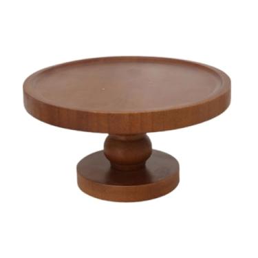 Imagem de Baoblaze Suporte de madeira para bolo, pedestal para bolo, decoração de mesa rústica vintage, bandeja para servir frutas, ideal para sobremesas de casamento e, Altura 10.5cm