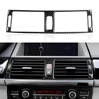 Imagem de Adesivo para saída de ar de carro console central AC decalque fibra de carbono acabamento adequado para BMW X5 E70 X6 E71 2007 2008 2009 2010 2011 2012 2013 2014 acessórios
