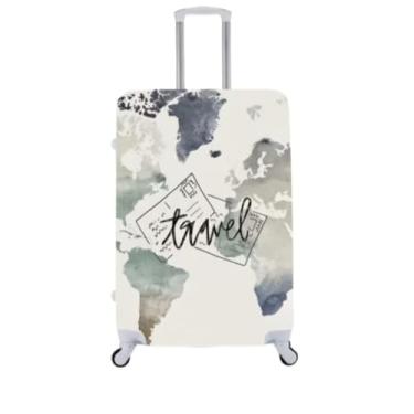 Imagem de Capa de Mala Personalizada Mapas Estilo e Proteção Para Suas Viagens Bagagem (P - M - G) (MAPA 3, P - ATÉ 55 CM)
