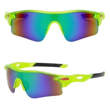 Imagem de Óculos de Sol Esportivo UV400 Ciclismo, Design Moderno, Lentes Espelhadas Coloridas, Armação Durável em Policarbonato Proteção Anti-embaçamento (Verde)
