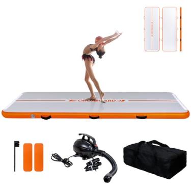 Imagem de Tapete inflável de ginástica ORHOBOARD de 28 cm – Processo selado a calor premium, tapete de fitness com bomba elétrica, kit de reparo e mochila – Tapete de exercício com várias cenas, uso para