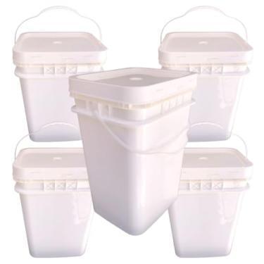 Imagem de Balde Retangular 20 Litros com Tampa Lacre e Alça Plástica | Novo - Atóxico | Nastripack - KIT 4 PEÇAS