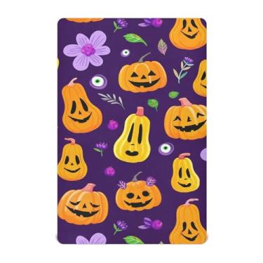 Imagem de Wassud Lençóis de berço respiráveis, abóboras de Halloween, com flores, 68 x 99 cm, lençol de bebê neutro para meninos e meninas (serve para berço padrão e pacote e brincadeira)