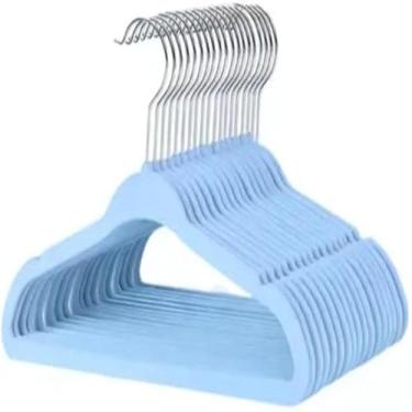 Imagem de Cabides de veludo infantil, roupas pequenas e delicadas, azul claro, elegante