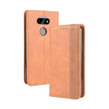 Imagem de Capa flip de couro para LG K31,Flip magnético retro,Caso de telefone de couro PU,Design de carteira com 3 slots de cartão e 1 clipe de dinheiro -Brown