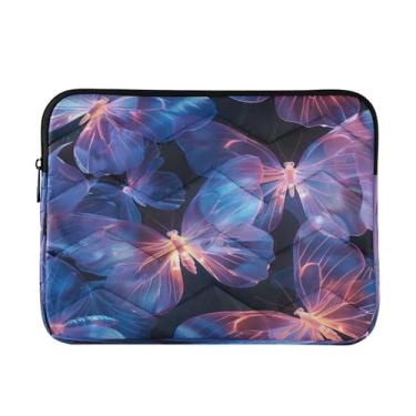 Imagem de Kigai Bolsa para laptop, linda borboleta azul dourada macia e resistente a impactos, capa para laptop, bolsa protetora para notebook de 13 a 14 polegadas