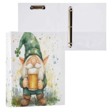 Imagem de Burbuja Pasta St. Patrick Gnome Beer com 3 argolas de 3 cm para trabalho de escritório, fichário aberto D serve para papel tamanho carta com visão clara, 2 bolsos, 1 pacote