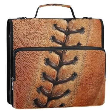 Imagem de CEBUGI Fichário de 3 anéis com zíper com alça de ombro, pasta de arquivo expansível de 3,8 cm, anéis D, para escola, escritório, beisebol