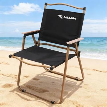Imagem de Cadeira de Praia e Camping Dobrável 150kg - Estrutura em Aço Carbono,Leve Apenas 2.3kg,Tecido Oxford 600D Impermeável,Conforto Ergonômico - Ideal para Praia,Camping,Viagens e Feiras (preto)