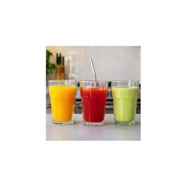 Imagem de Copos Casa Blanca de Vidro, Transparente, 350ml, 12cm Altura, Kit com 3 Unidades, Design Versátil para Sucos e Bebidas