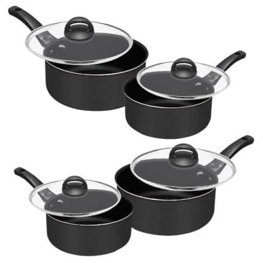Imagem de Conjunto de Panelas 13 Peças, Antiaderente, Alumínio, Preto, com Tampa de Vidro, Cabo Baquelite, Inclui Frigideiras e Formas