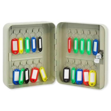 Imagem de Armário Porta Chaves Claviculário com 20 Chaveiros Coloridos, Organizador de Chaves com Trava de Segurança