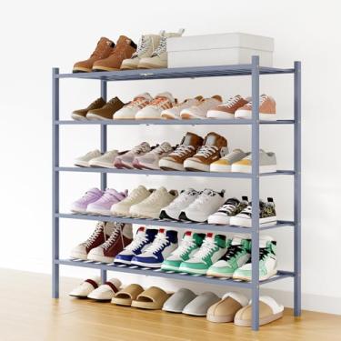 Imagem de Smiry Sapateira, organizador de sapatos de bambu longo de 5 níveis, prateleira empilhável de madeira para armário, entrada, entrada da porta da frente, cinza