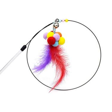 Imagem de Pau Interativo para Gato com Varinha de Penas e Sinos Exercício Captura Brincadeira Diversão - Artigos Pets