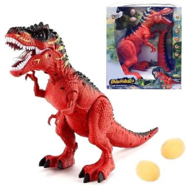 Imagem de Dinossauro de Brinquedo que Anda Faz Sons e Bota Ovo Verde - Dm Toys