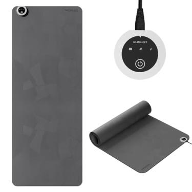 Imagem de WOHAO Tapete de ioga de aquecimento com sistema de aquecimento rápido, tapete antiderrapante extragrande de 183 cm x 68 cm, material de poliuretano de camada dupla TPE+PU para ioga quente, pilates e