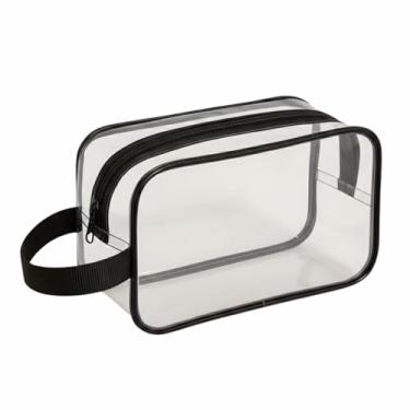 Imagem de Necessaire Transparente Organizador Em Plástico Para Maquiagem (PRETO, 3 UNIDADES)