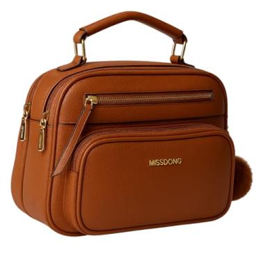 Imagem de Bolsa Bag Feminina Média Baú Elegante Alça Ombro E Tiracolo (Marrom Escuro)