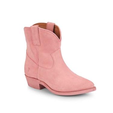 Imagem de Frye Billy Short Bota feminina de couro ocidental – Estilo clássico cowgirl, artesanato durável, ajuste confortável, Rosa empoeirado - couro aveludado, 35